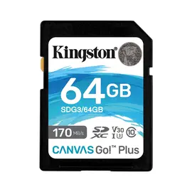 SD Card Kingston 64GB SDXC C10 UHS-I U3 R170W70MBs Canvas Go Plus