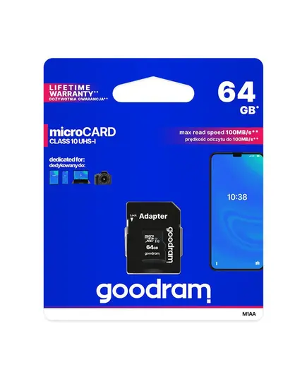 SD Card GOODRAM-microSD 64GB, class 10 UHS1, 100mbs